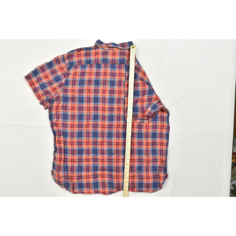 Banana Republic Camden Fit Linen Plaid Shirt Men's Big & Tall Size XXL